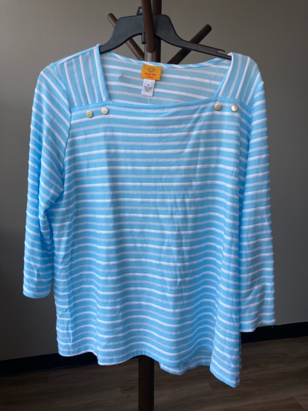 Ruby Rd stripes pattern top with metallic design details size 1X - Picture 12 of 17